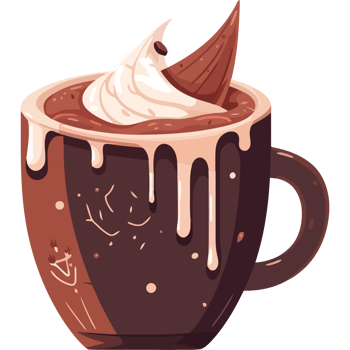 Hot chocolate with whipped cream and a cherry png