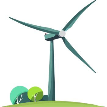 Wind turbine with trees and grass png