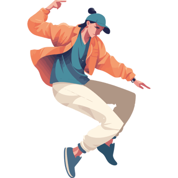 A cartoon character in a jacket and pants png