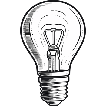 A drawing of a light bulb on a black background png