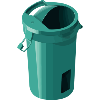 A green trash can with a lid on it png