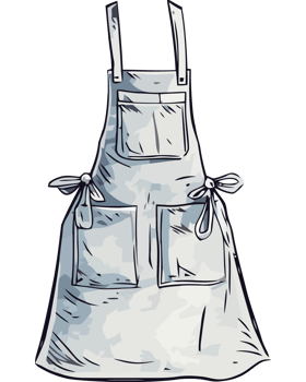 A white apron with a bow on the front png