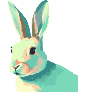 A cartoon rabbit with a green background png