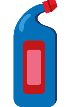 A blue plastic bottle with a red cap png