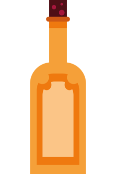 A bottle of alcohol is shown on a black background png
