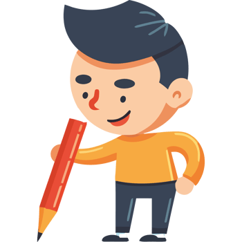 A cartoon boy holding a pencil png