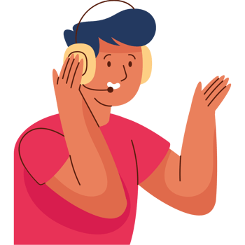 A man wearing headphones and a headset png