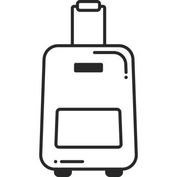 A black and white illustration of a suitcase png