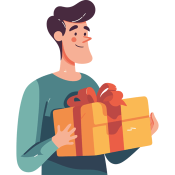 Man holding gift box illustration png