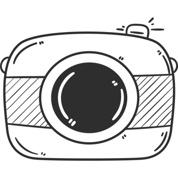 A black and white photo camera icon png