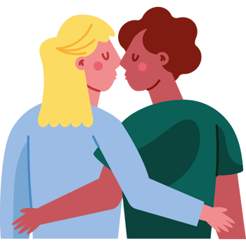 Two people are hugging and kissing each other png