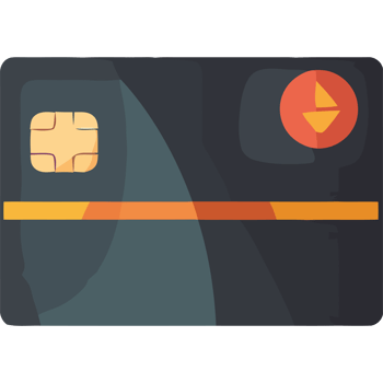 A credit card with a red dot on it png
