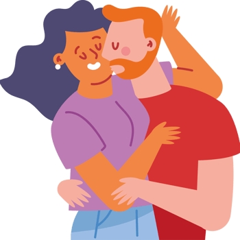 An illustration of a couple hugging png