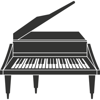 A black and white illustration of a piano png