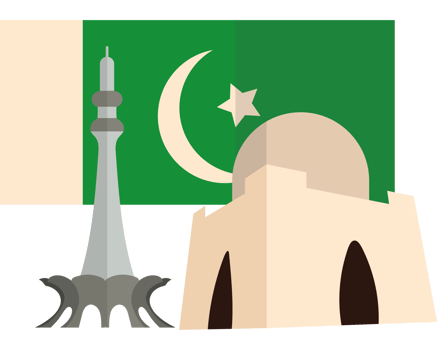 Pakistan flag and mosque with tower png