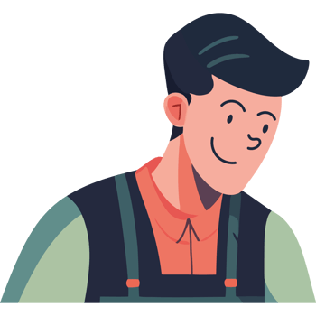 A man in overalls with a smile on his face png