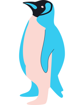 A penguin with a blue and pink body png