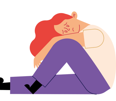 A woman sitting on the floor with her head in her hands png
