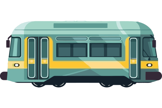 A train is shown in a flat design png