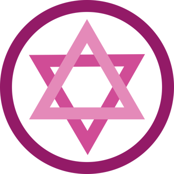 A pink star of david in a circle png