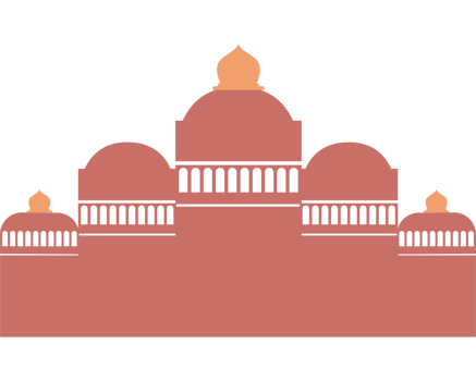 A pink building with three domes png