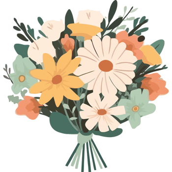 A bouquet of flowers is shown in this illustration png