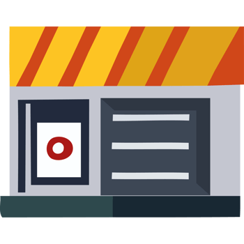 A store with a red sign on the front png