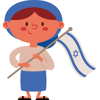 Israeli boy holding israeli flag illustration png