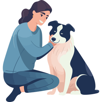 A woman is petting a dog png