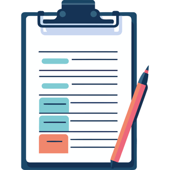 Clipboard with pen and paper png