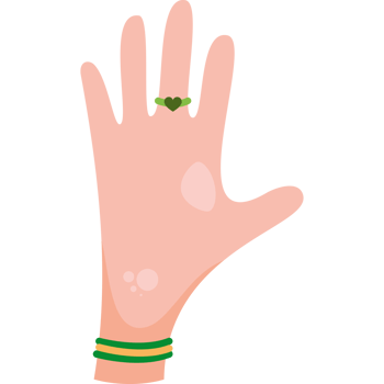A hand with a ring on it and a green bracelet png