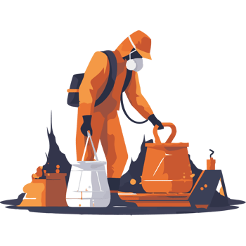 A man in an orange suit is holding a pot and a bucket png