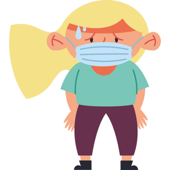 A cartoon girl wearing a surgical mask png