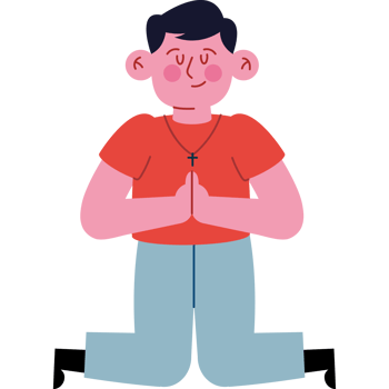 A man in a red shirt is praying png