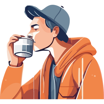 A man drinking coffee png