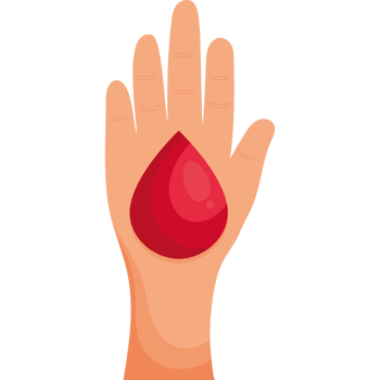 A hand holding a blood drop png