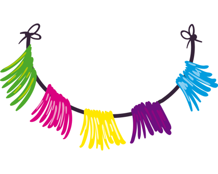 A colorful string of tassels hanging from a black background png