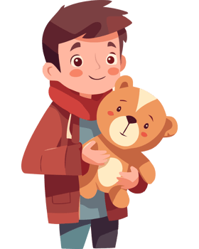 A boy holding a teddy bear png