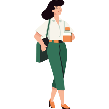 A woman with a bag and a bottle of juice png