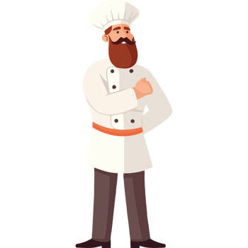 Chef cartoon character with beard and hat png
