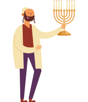 Man holding a menorah png