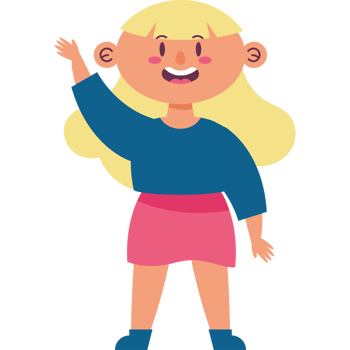 A cartoon girl waving her hand up png