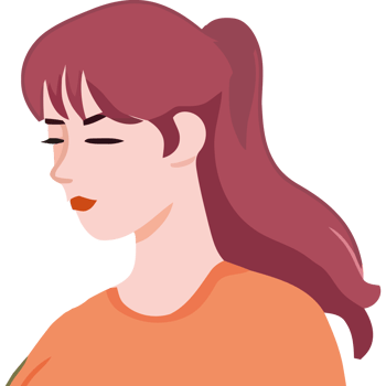 A woman with red hair and orange shirt png