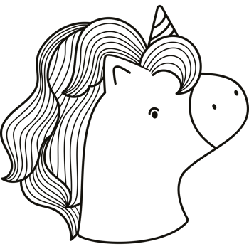 A unicorn head with long hair on a black background png