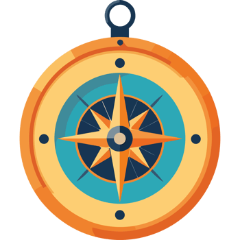 A compass with a blue and orange background png