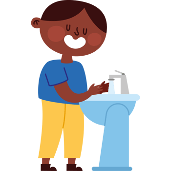 A boy is washing his hands in the sink png