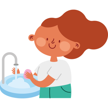 A girl washing her hands in the sink png