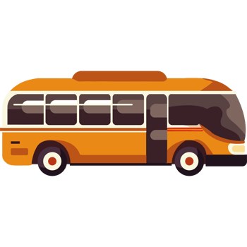 An orange bus on a black background png