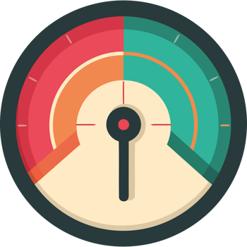 A flat icon of a speedometer png