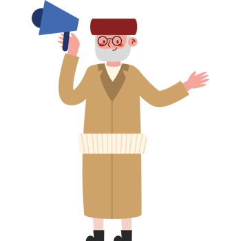 An old man with a megaphone png